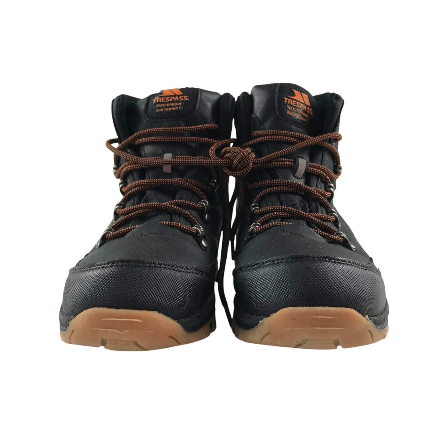 Trespass walking boots shoe size UK 5 black and brown with orange laces