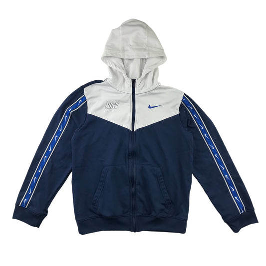 Nike hoodie 13-14 years navy and white panelled full zipper hooded sweater