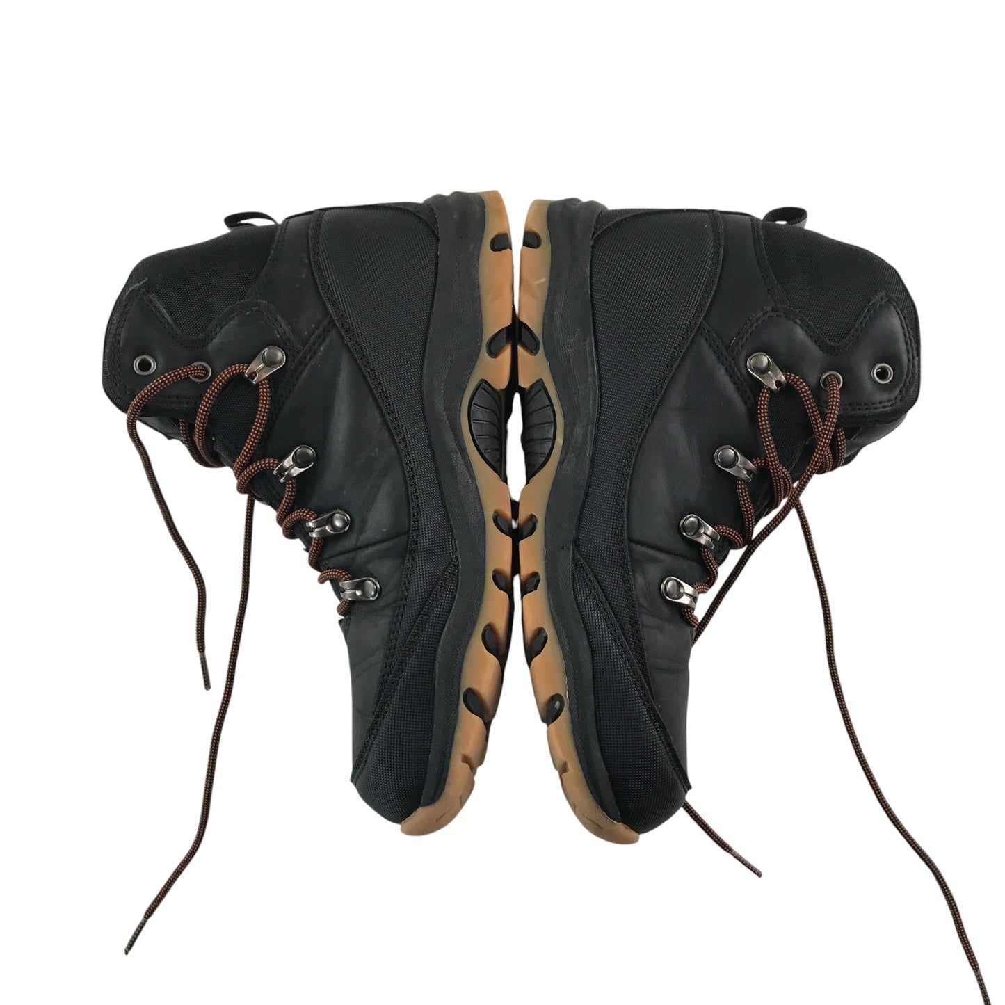 Trespass walking boots shoe size UK 5 black and brown with orange laces