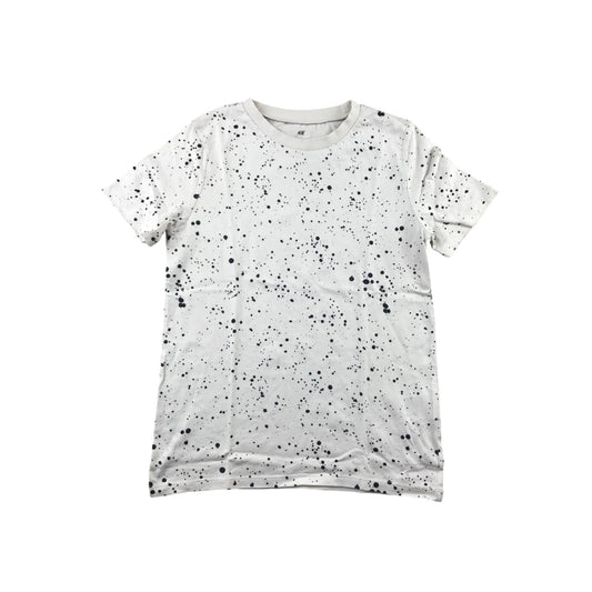 H&M t-shirt 8-10 years light sand colour splash pattern