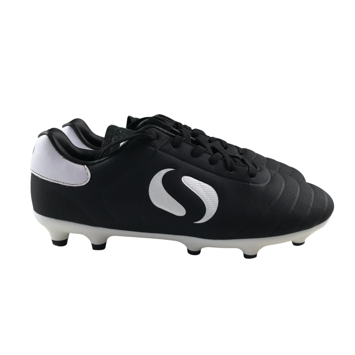 Decathlon Sondico football boots shoe size UK 3 black and white plastic moulded studs