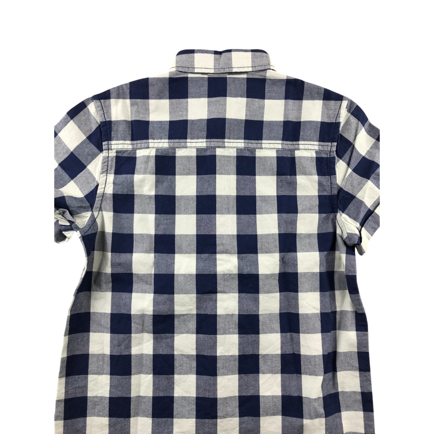 Next shirt 7-8 years navy and light blue checked short sleeve cotton