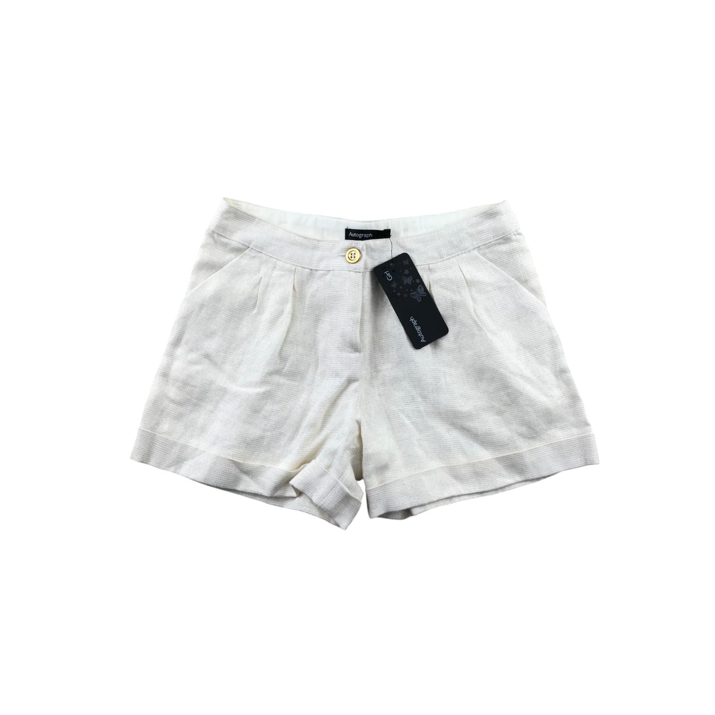 M&S shorts 7-8 years cream white golden sparkly