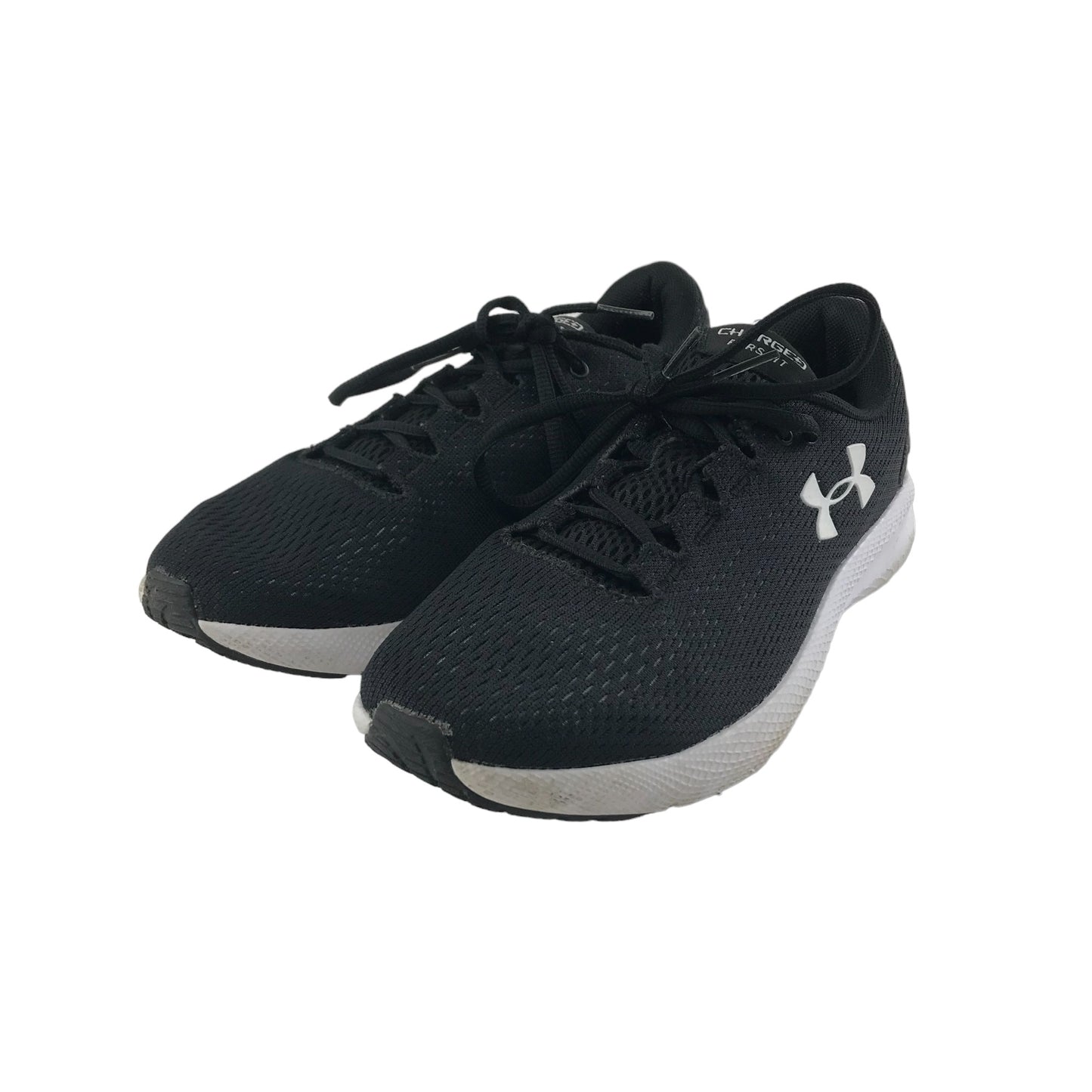 Under Armour Charged Pursuit Trainers Shoe Size 5 Black Classic Plain with Logo and Laces