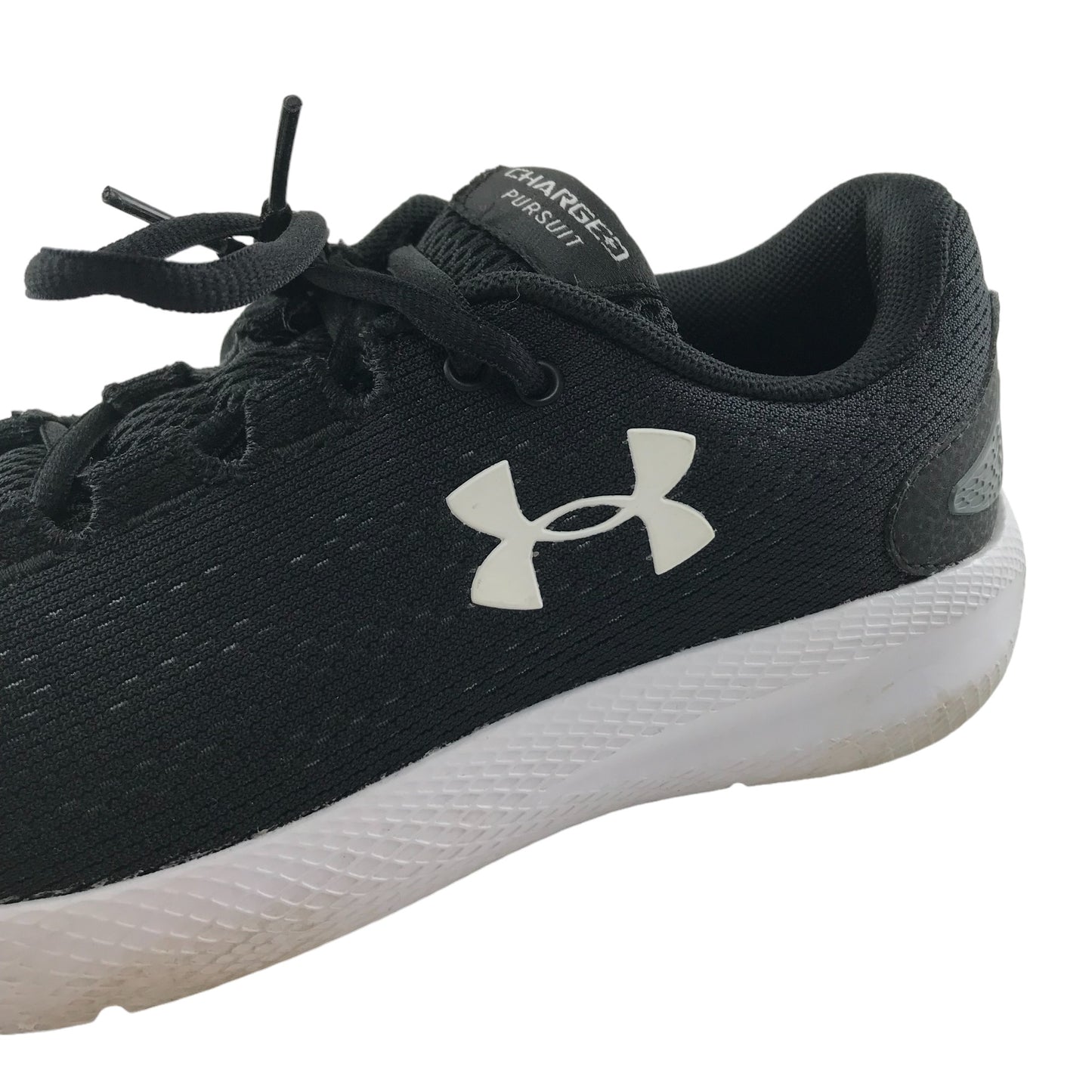 Under Armour Charged Pursuit Trainers Shoe Size 5 Black Classic Plain with Logo and Laces