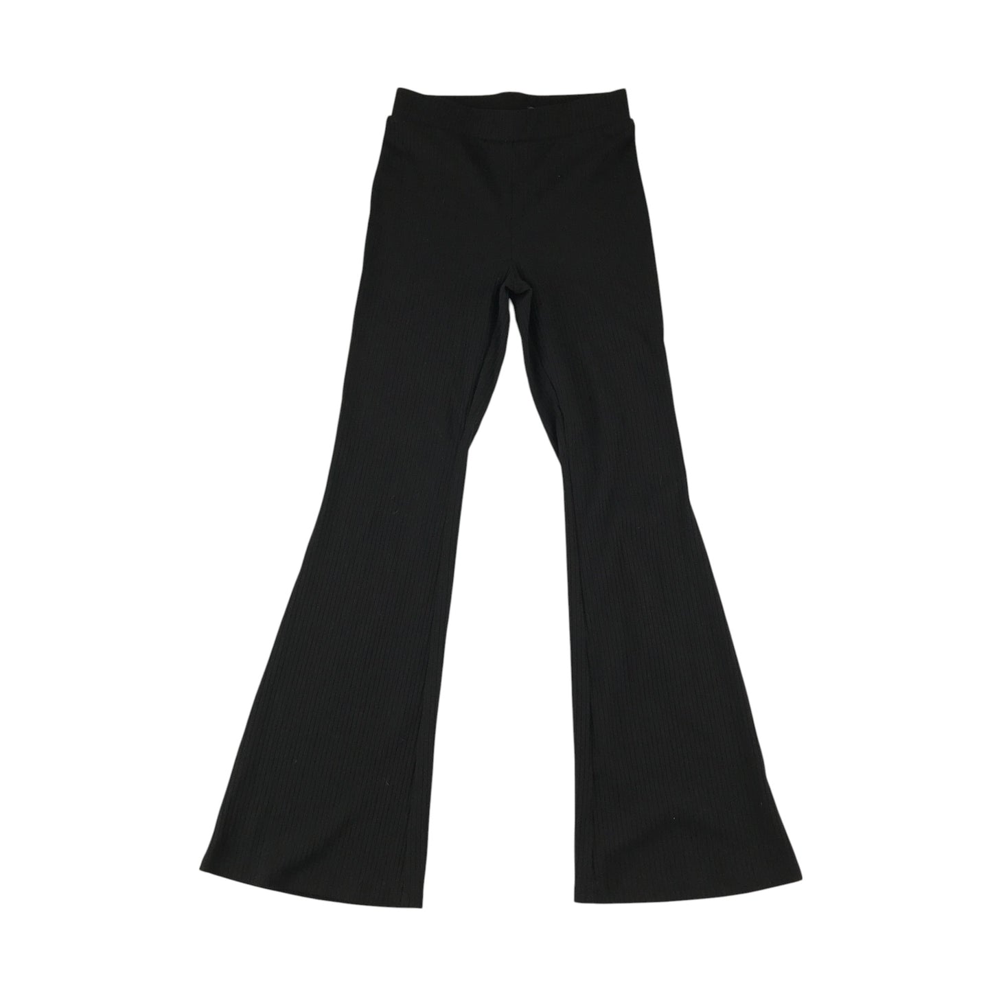 H&M leggings 11-12 years black ribbed texture flared leg elasticated waist band