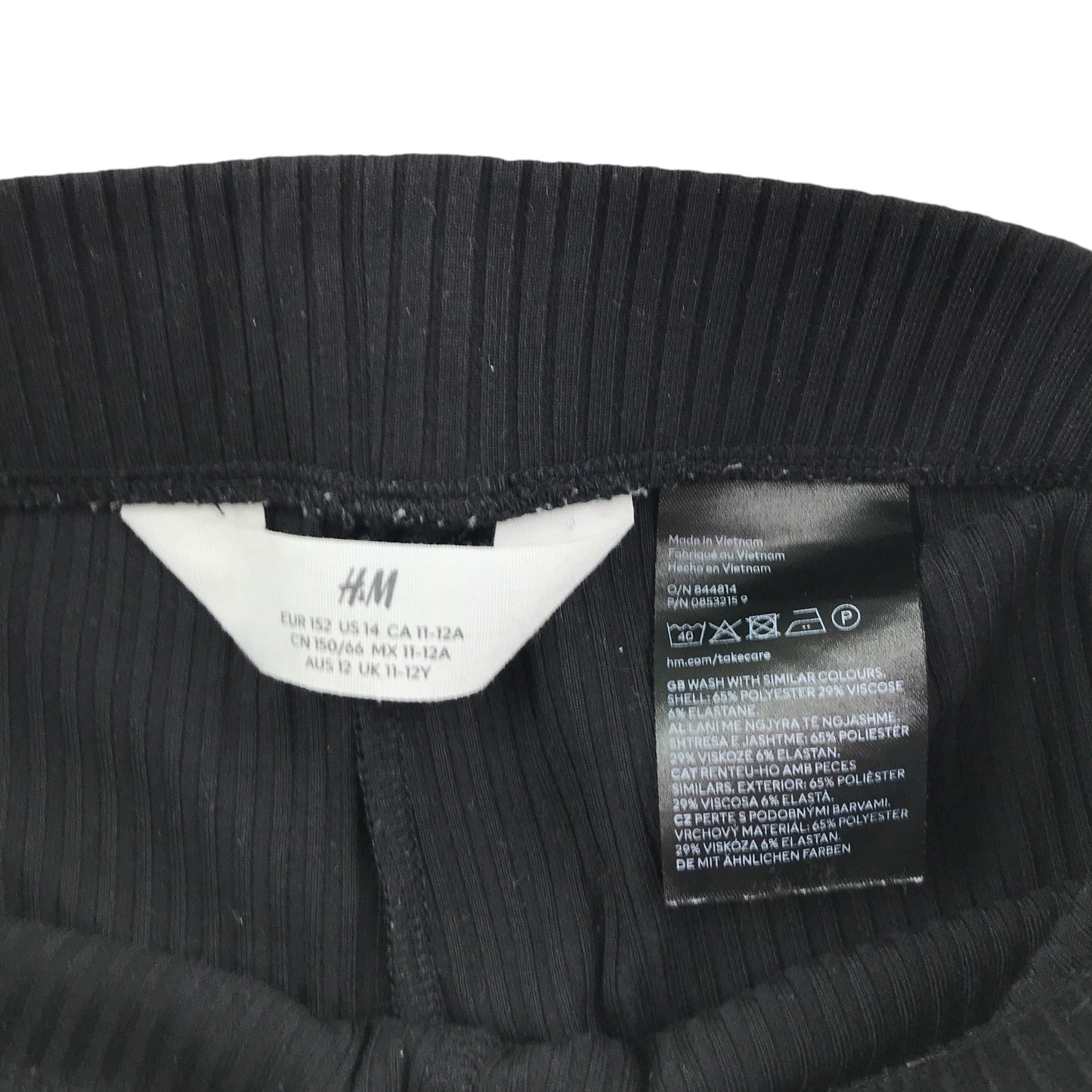 H&M leggings 11-12 years black ribbed texture flared leg elasticated waist band