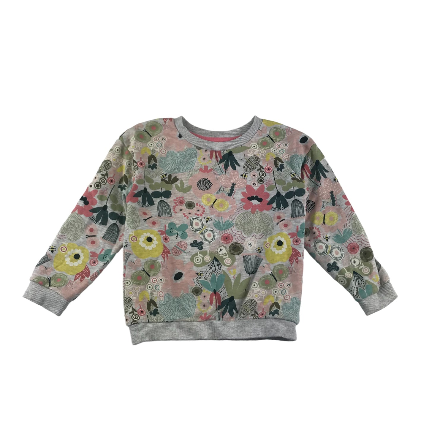 Nutmeg Sweater Age 6 Grey Graphic Floral Print Pattern