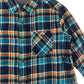 Uniqlo Shirt Age 7 Blue and Orange Checked Flannel Button Up Cotton