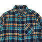 Uniqlo Shirt Age 7 Blue and Orange Checked Flannel Button Up Cotton