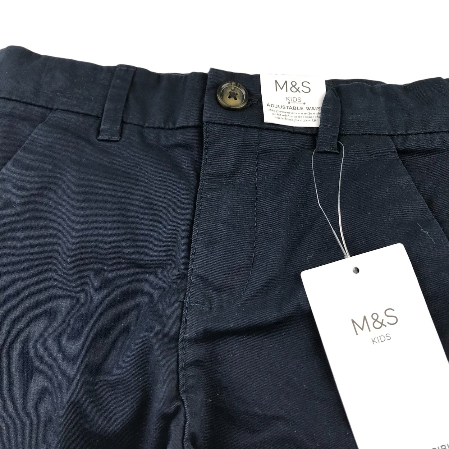 M&S Trousers 5-6 Years Navy Chino Style Adjustable Waist