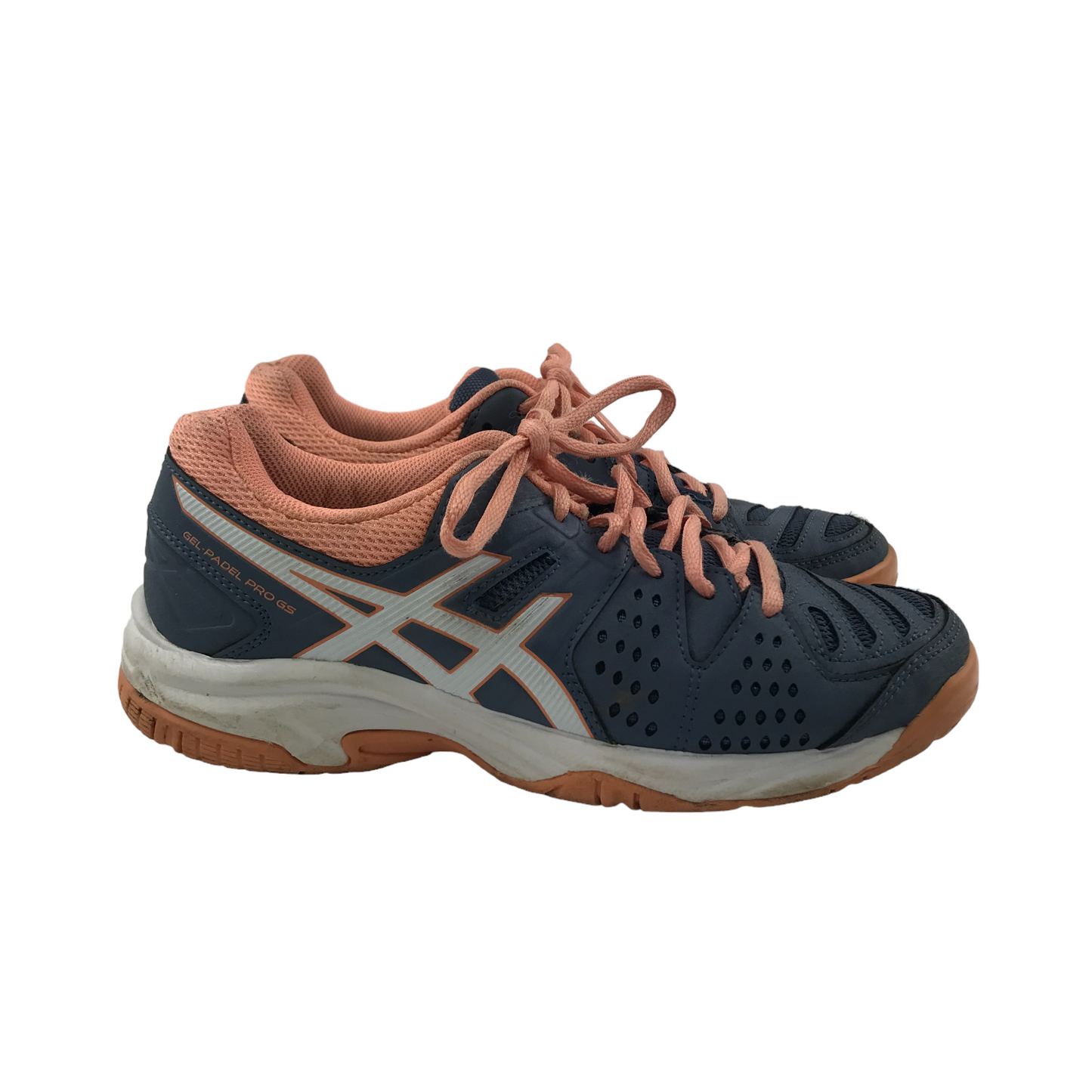 Asics Trainers Shoe Size 3 Grey and Peachy with Laces