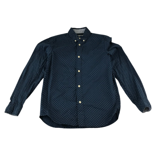 H&M shirt 11-12 years navy with white polka dots button up cotton