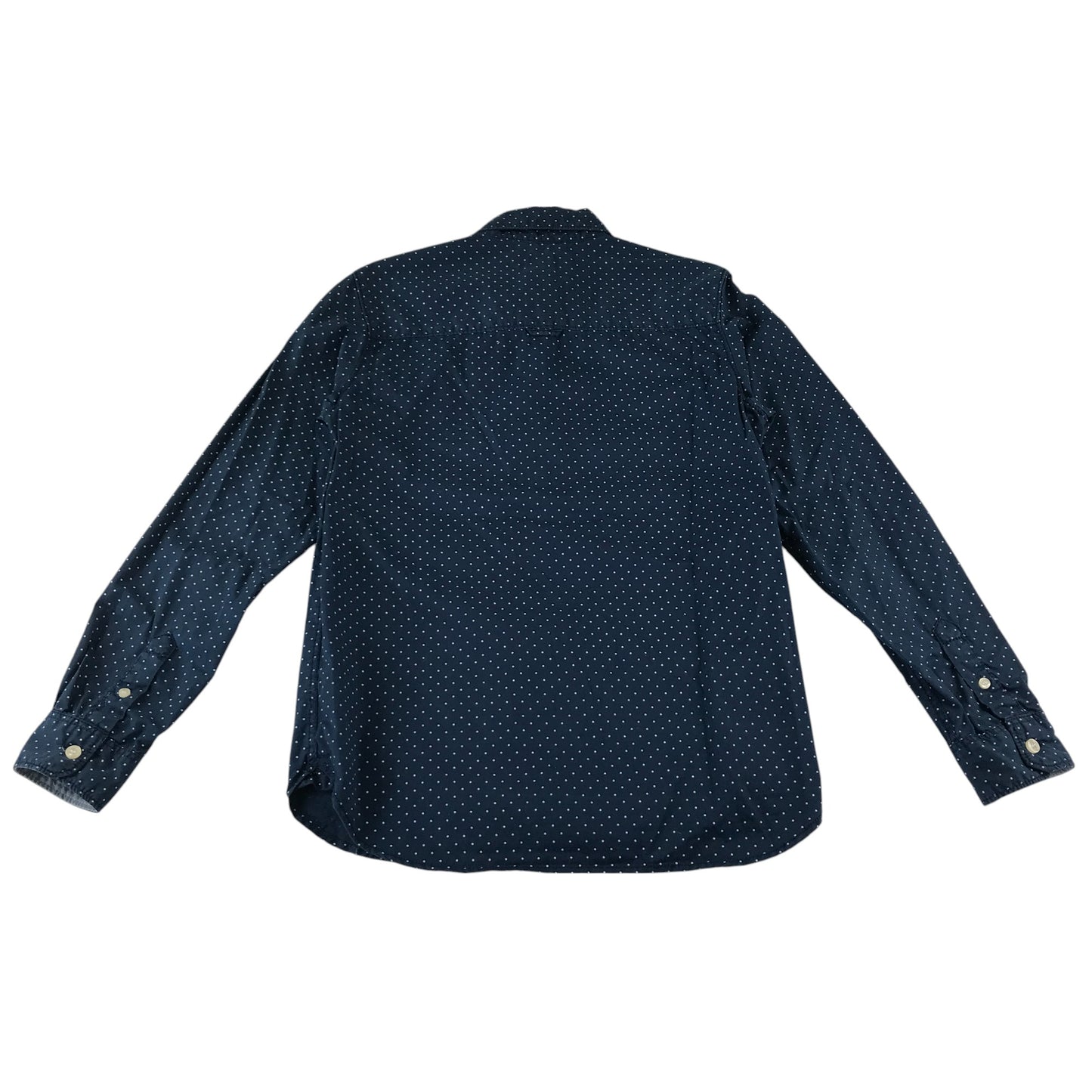 H&M shirt 11-12 years navy with white polka dots button up cotton