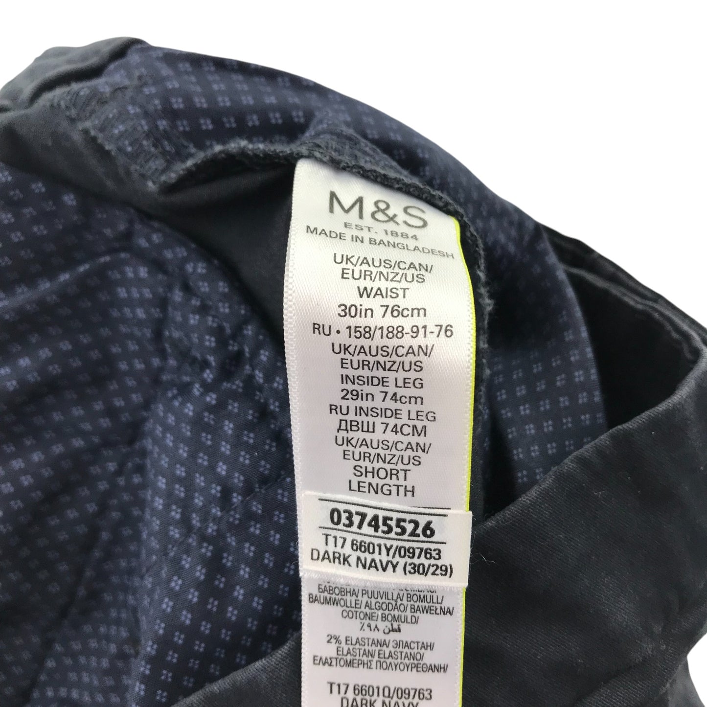 M&S Trouser W30 L29 Navy Chino Style