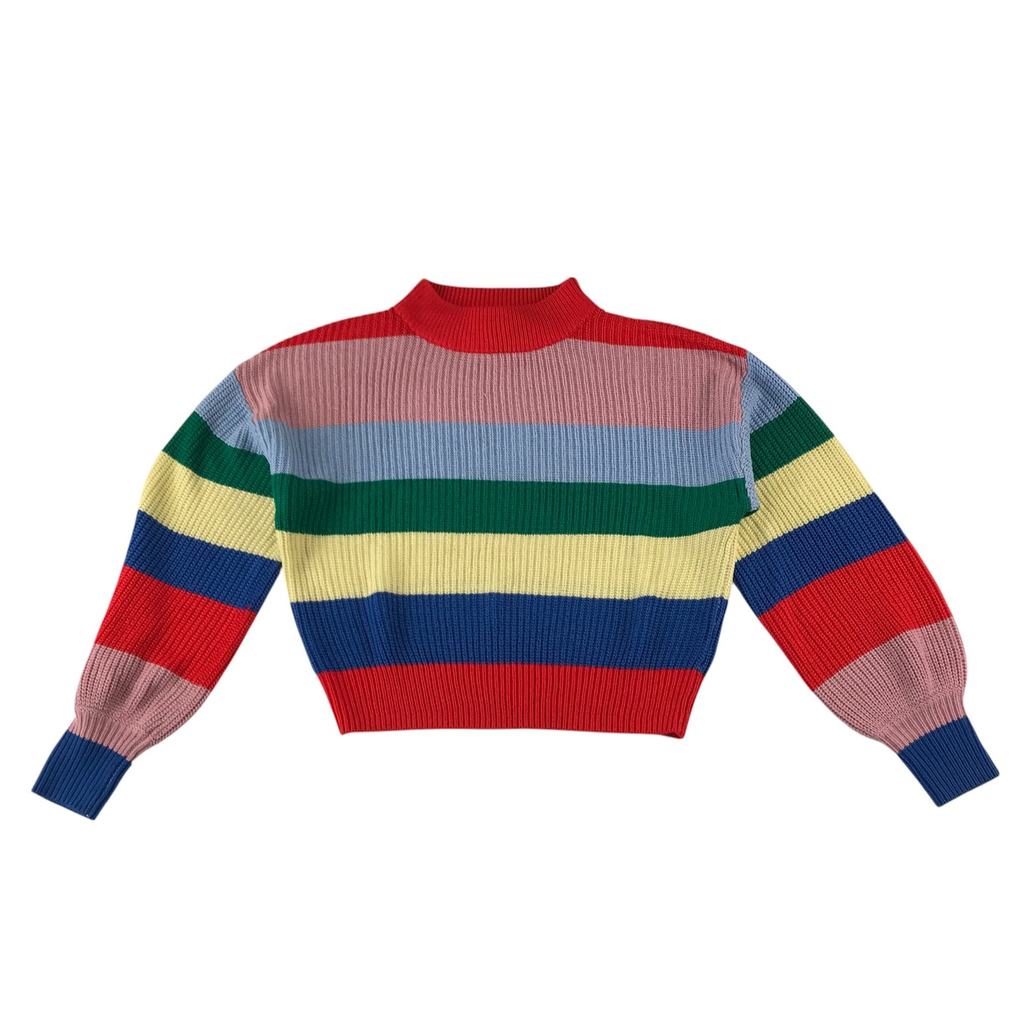 Monki jumper women's XS multicoloured colourful stripy cuffed arms