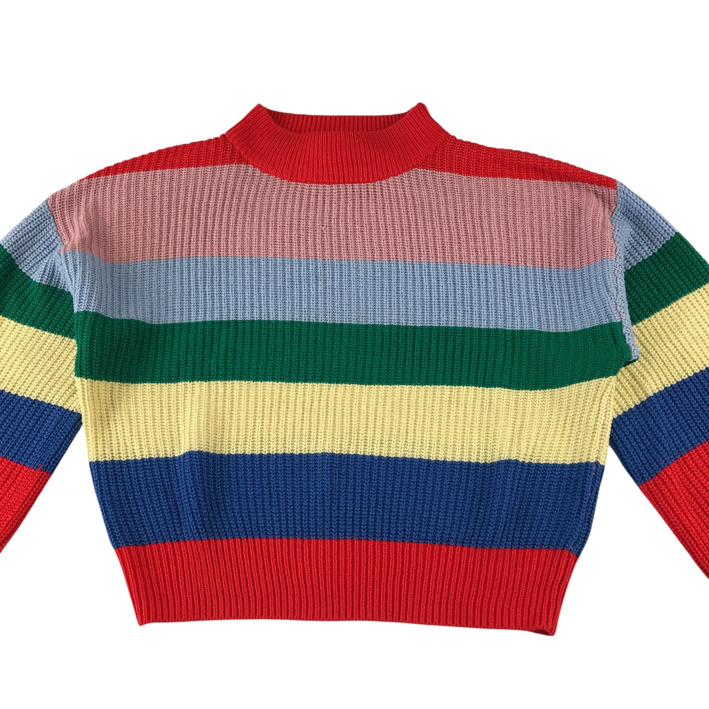 Monki jumper women's XS multicoloured colourful stripy cuffed arms