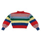 Monki jumper women's XS multicoloured colourful stripy cuffed arms
