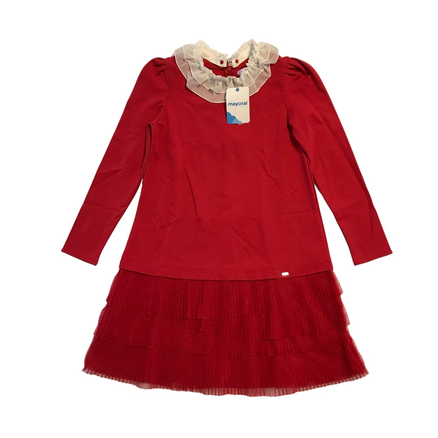 Mayoral dress 12 years red A-line jersey with frilled collar