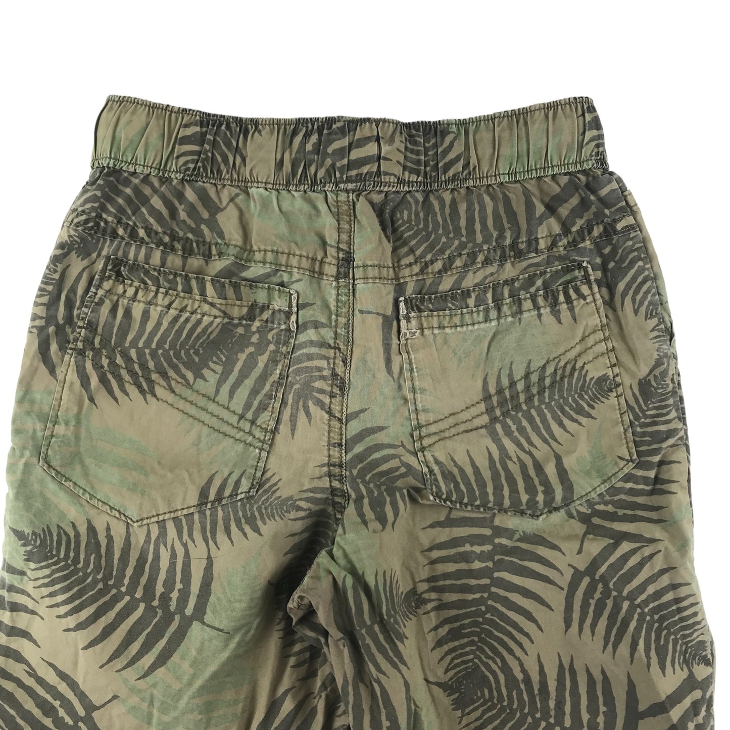 M&S Shorts Age 6 Khaki Green Camo Style Leafy Print Pattern Cotton
