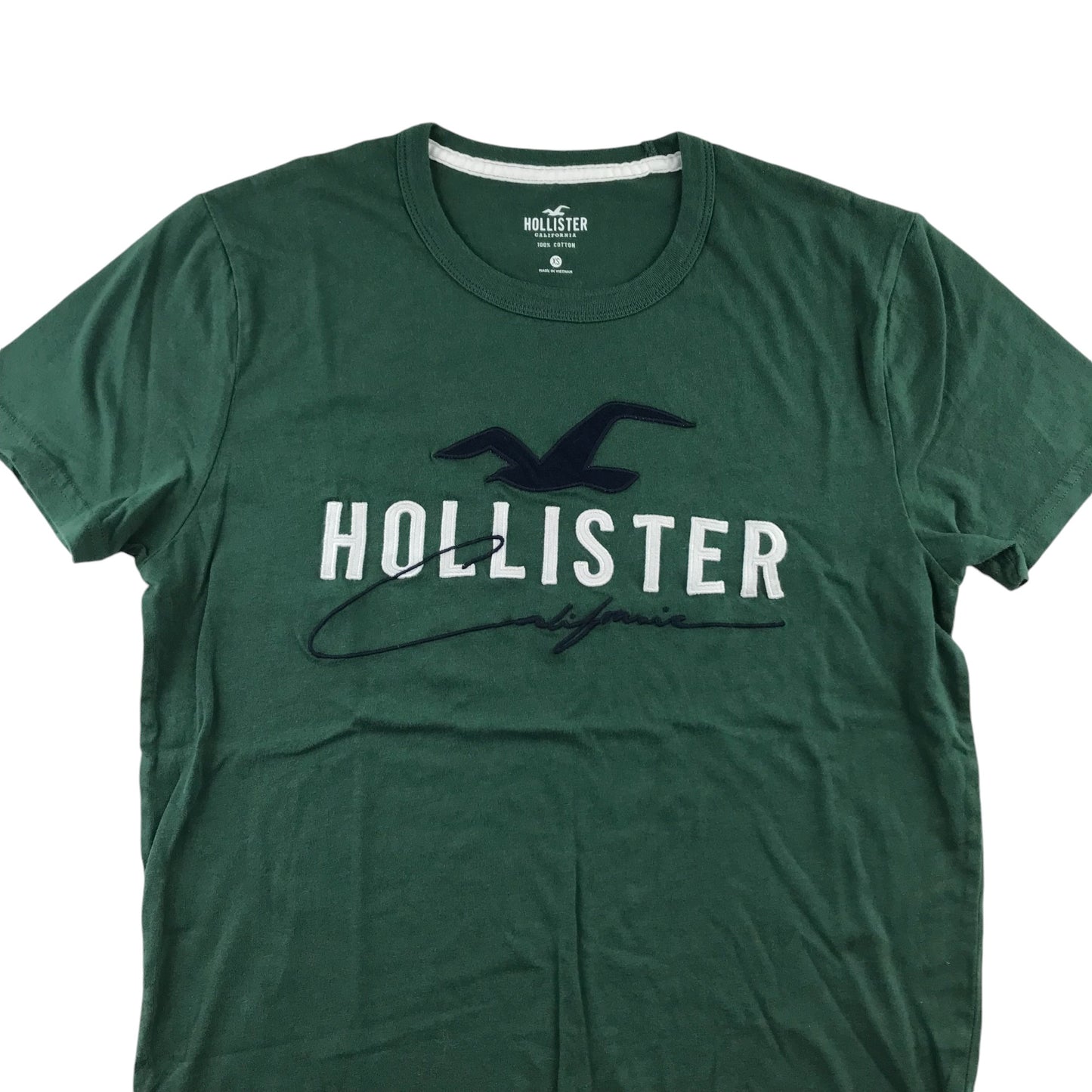 Hollister T-Shirt Men's Extra Small Green Large Logo Cotton