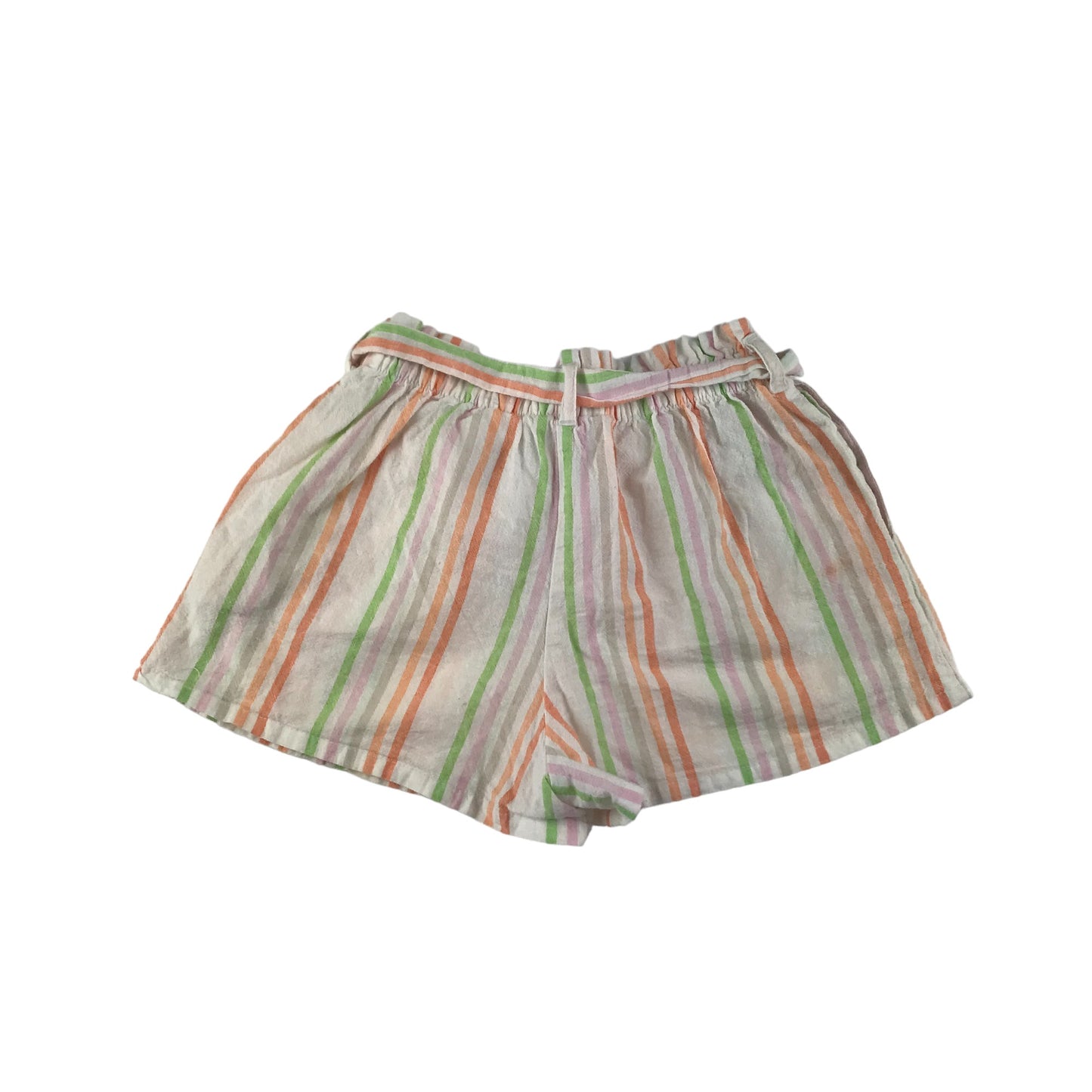 H&M Shorts Age 6 Multicolour Stripy Pattern Flared Cotton Linen Blend