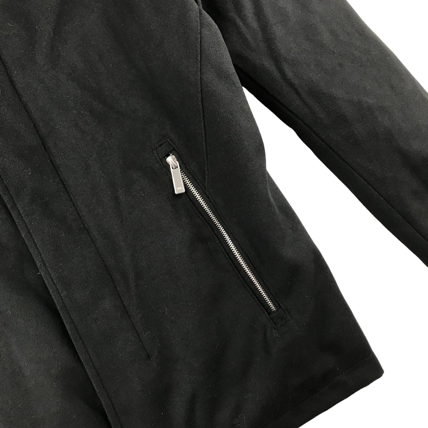 Zara coat size S black hooded smart casual zipper fastening