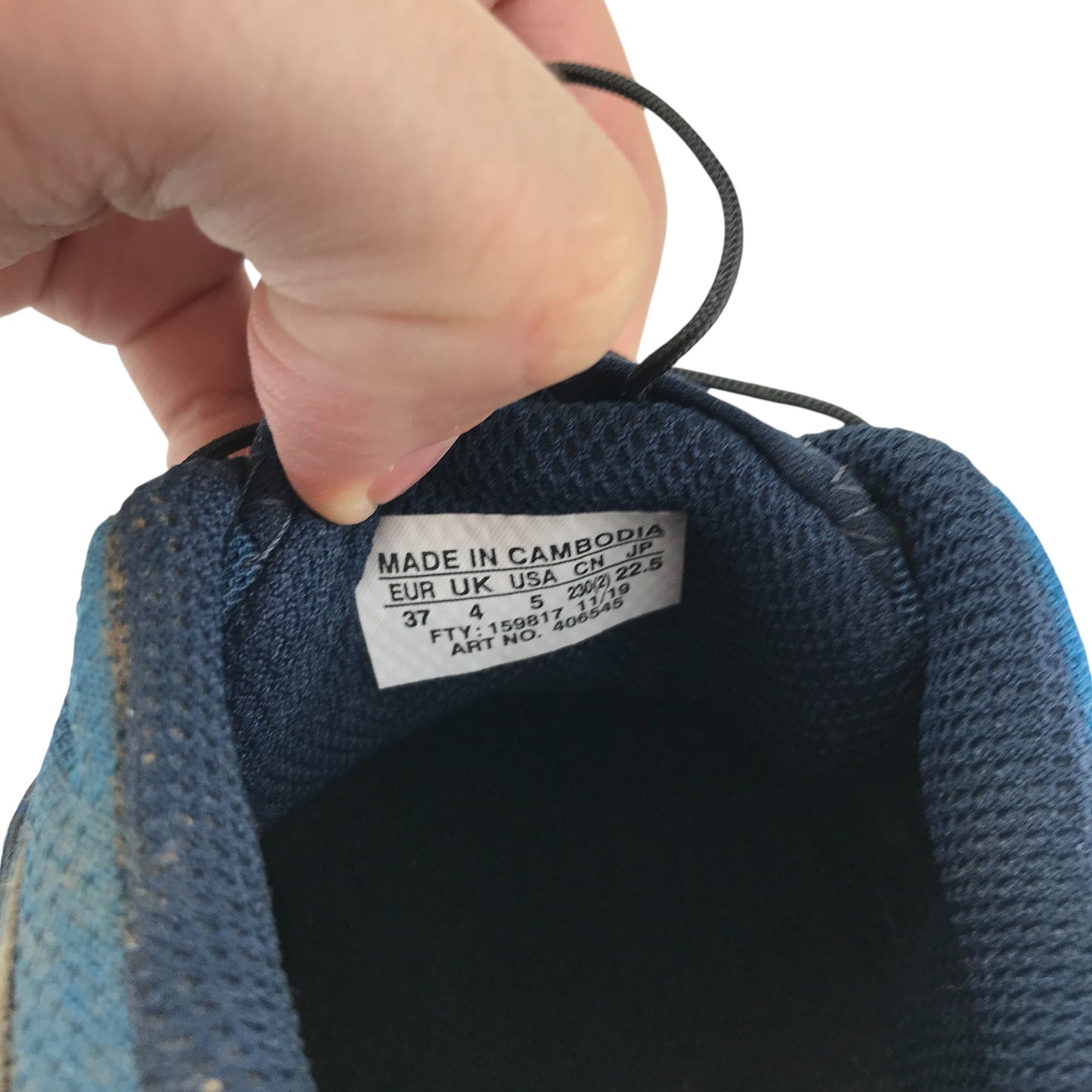 Salomon trainers shoe size UK 4 blue and yellow speed cross pull cord slip on