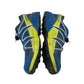 Salomon trainers shoe size UK 4 blue and yellow speed cross pull cord slip on