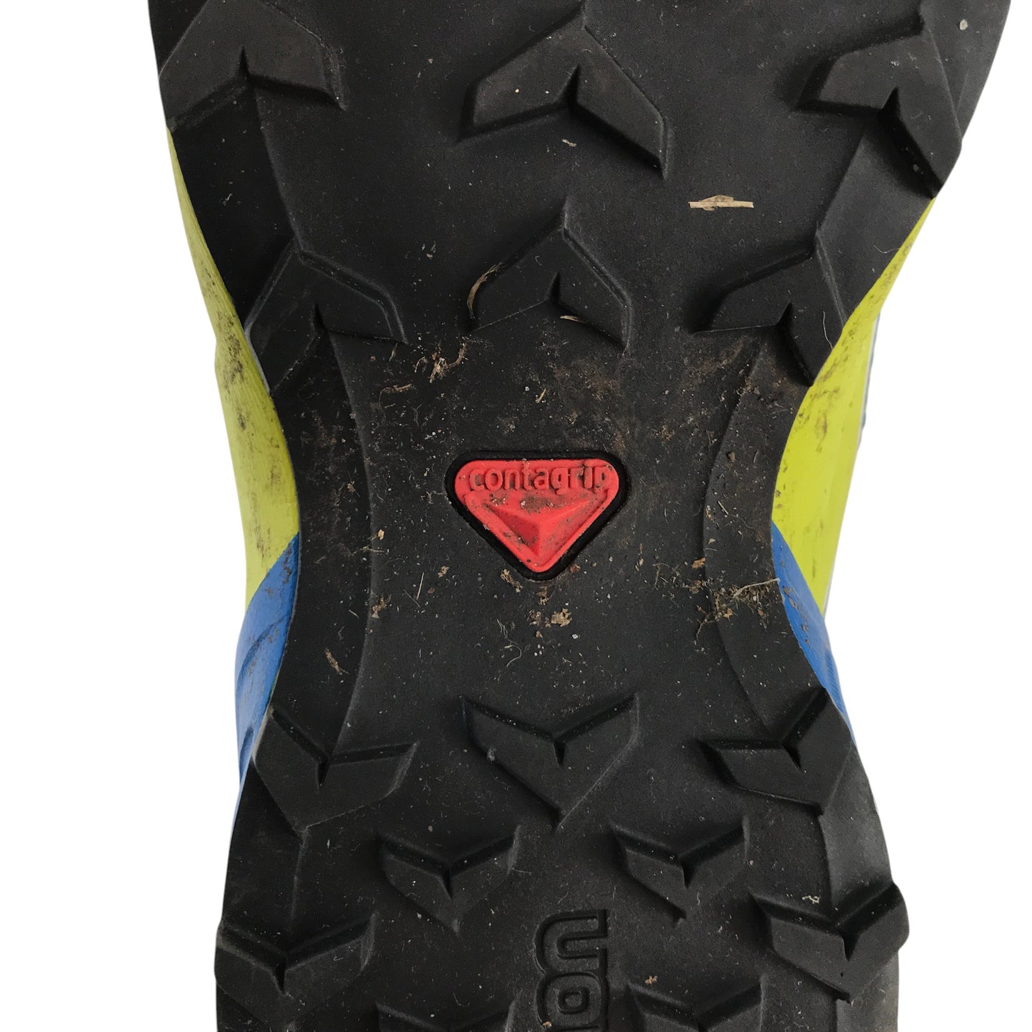 Salomon trainers shoe size UK 4 blue and yellow speed cross pull cord slip on