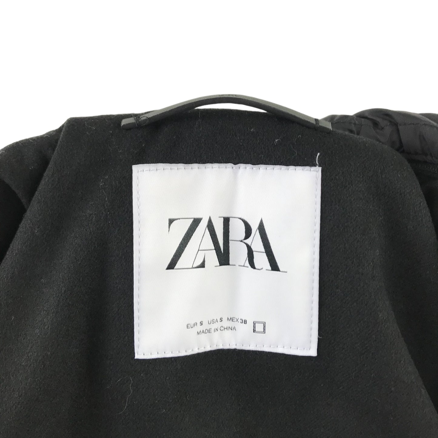 Zara coat size S black hooded smart casual zipper fastening