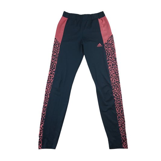 Adidas sport leggings 13-14 years navy and pink with spotted pattern