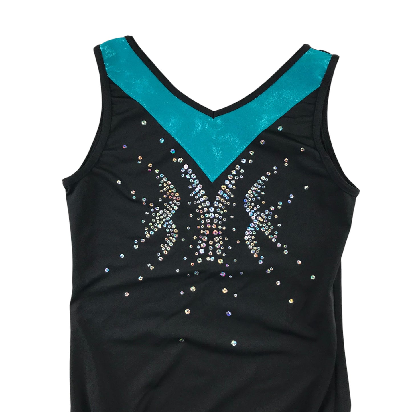 Decathlon leotard 12-14 black and blue sleeveless with sequin details