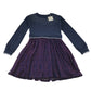 John Lewis dress 11-12 years navy and purple with sparkles and gem details