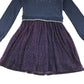 John Lewis dress 11-12 years navy and purple with sparkles and gem details