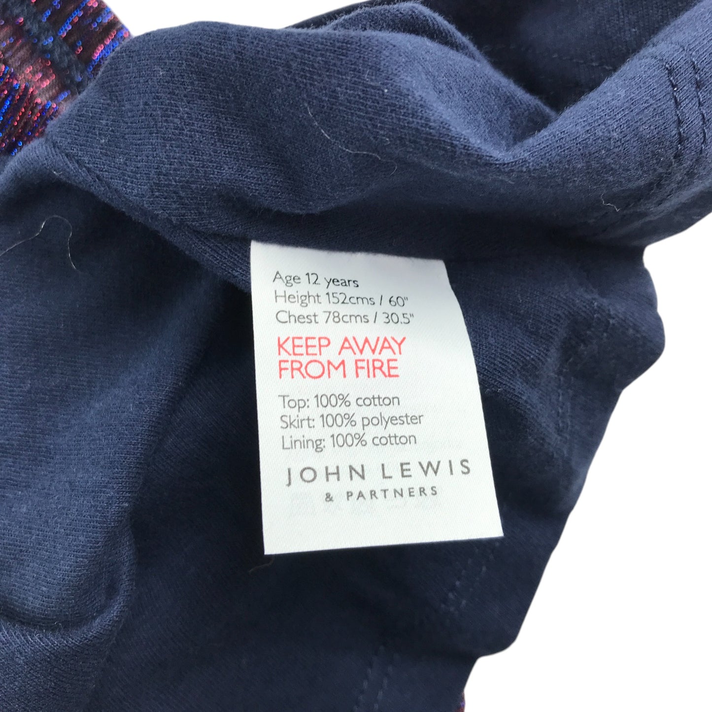 John Lewis dress 11-12 years navy and purple with sparkles and gem details