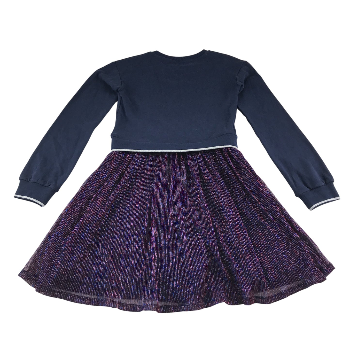 John Lewis dress 11-12 years navy and purple with sparkles and gem details