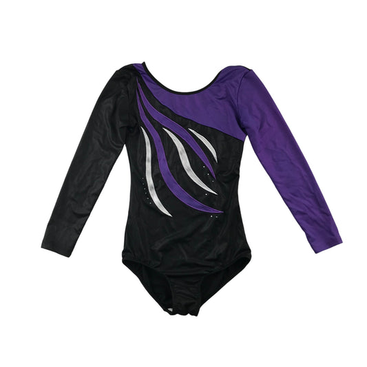 Leotard 11-13 years black and purple long sleeve with decorations