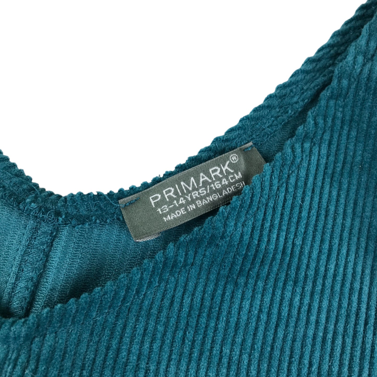 Primark dress 13-14 years teal turquoise corduroy pinafore style