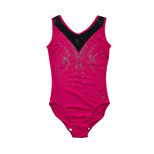 Decathlon Leotard 8-10 years pink and black sleeveless with sequins