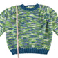 Handknitted jumper 5-6 years Blue green pattern crew neck