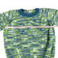 Handknitted jumper 5-6 years Blue green pattern crew neck