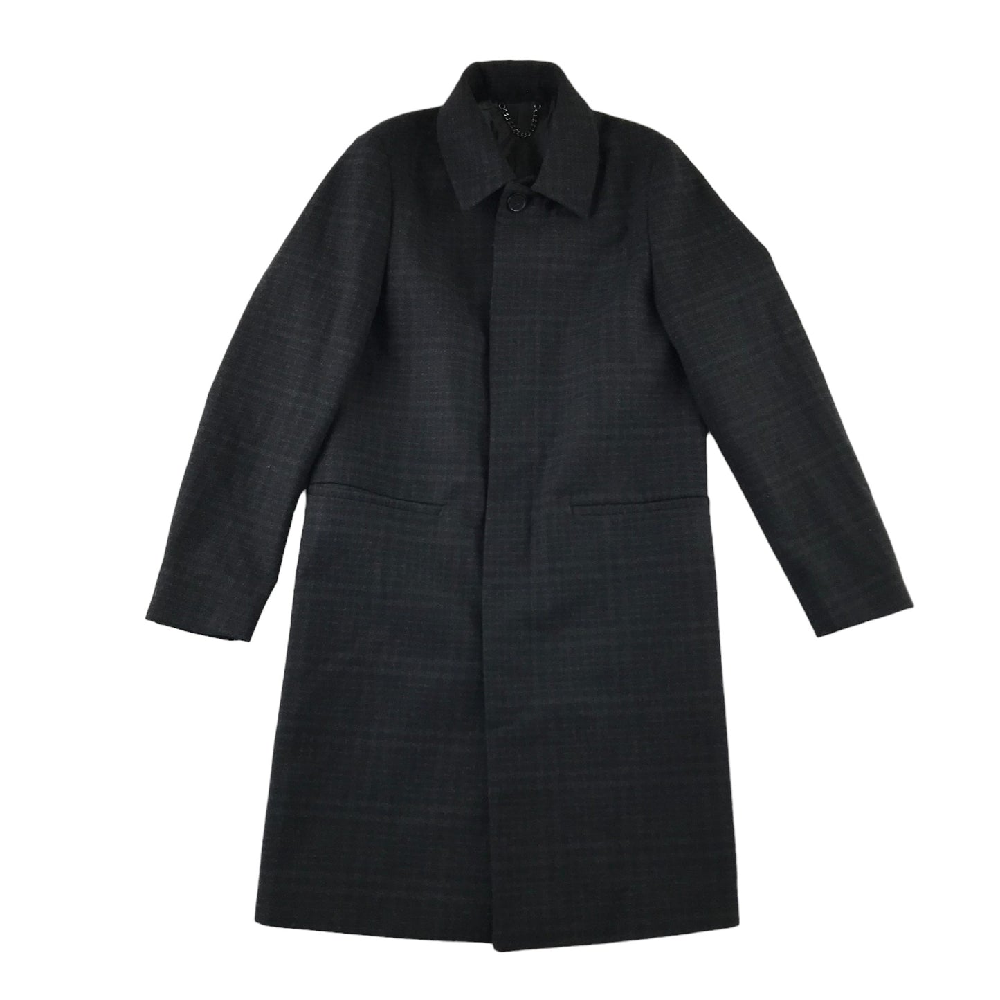 Top Man coat men size XXS dark charcoal check pattern over coat wool-mix