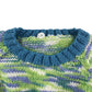 Handknitted jumper 5-6 years Blue green pattern crew neck
