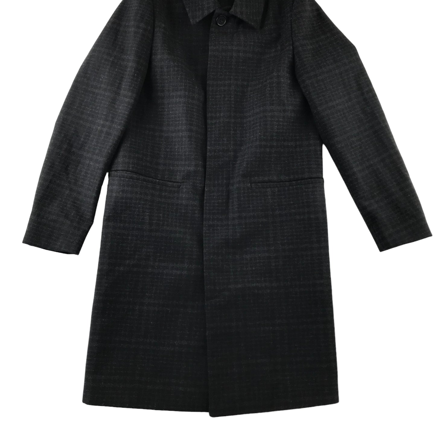 Top Man coat men size XXS dark charcoal check pattern over coat wool-mix