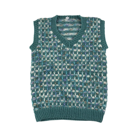 Handknitted tank top 5-6 years turquoise knit pattern