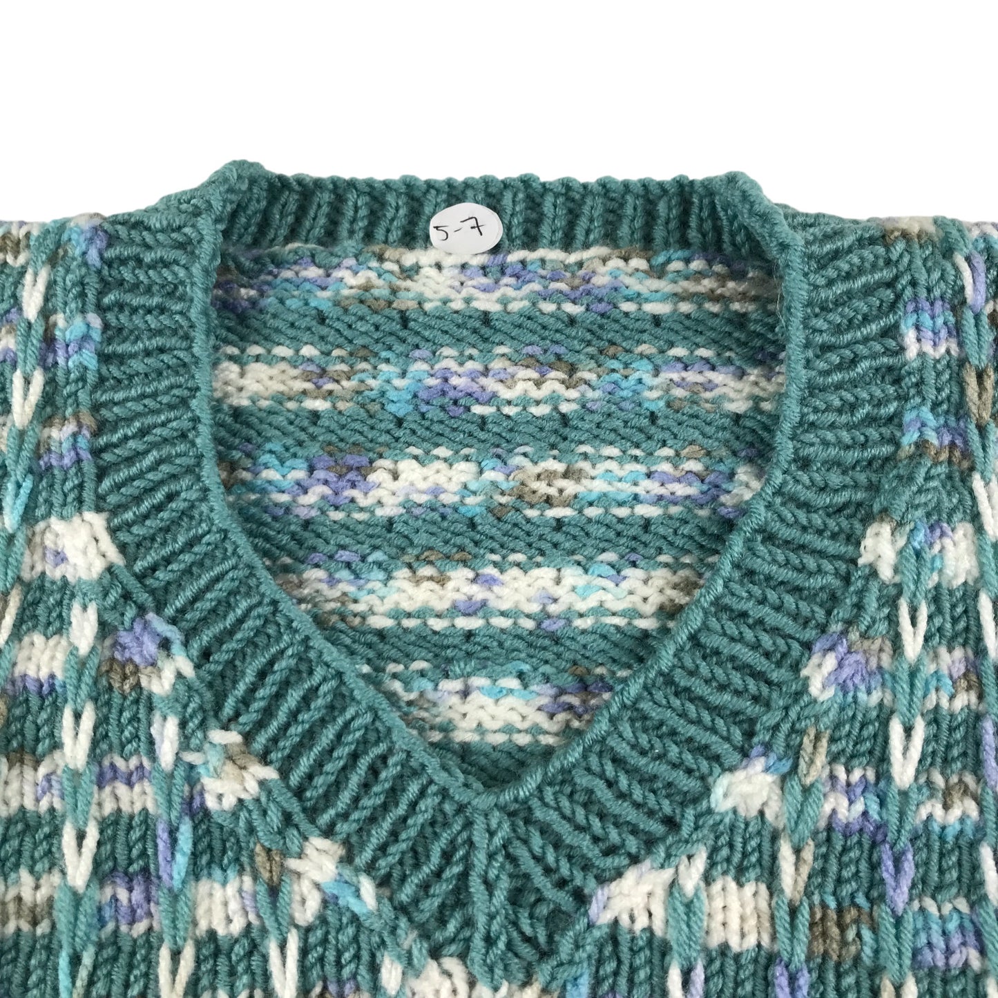 Handknitted tank top 5-6 years turquoise knit pattern