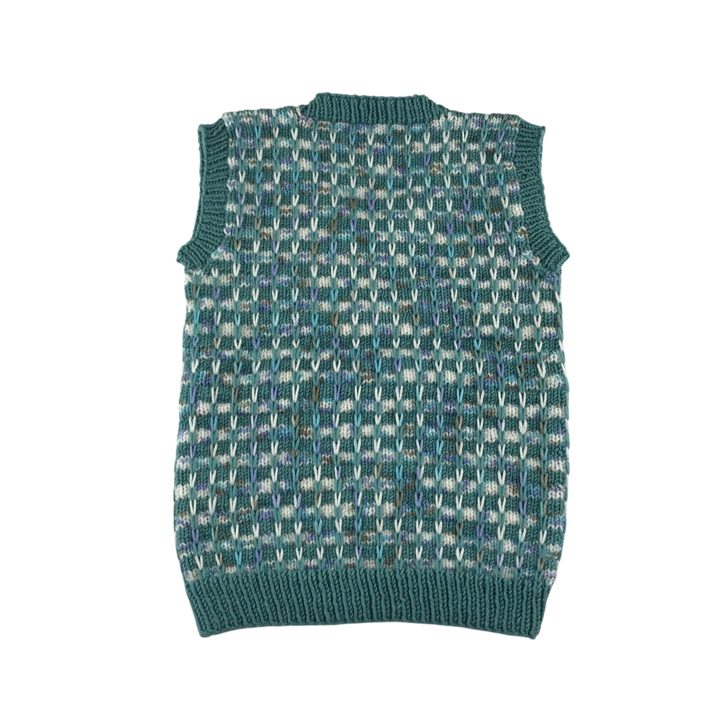 Handknitted tank top 5-6 years turquoise knit pattern