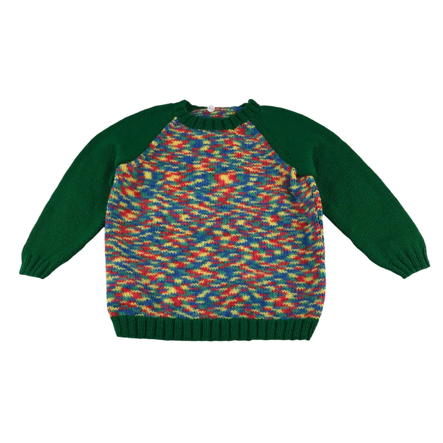 Handknitted jumper 6-7 years multicolour long sleeve crew neck