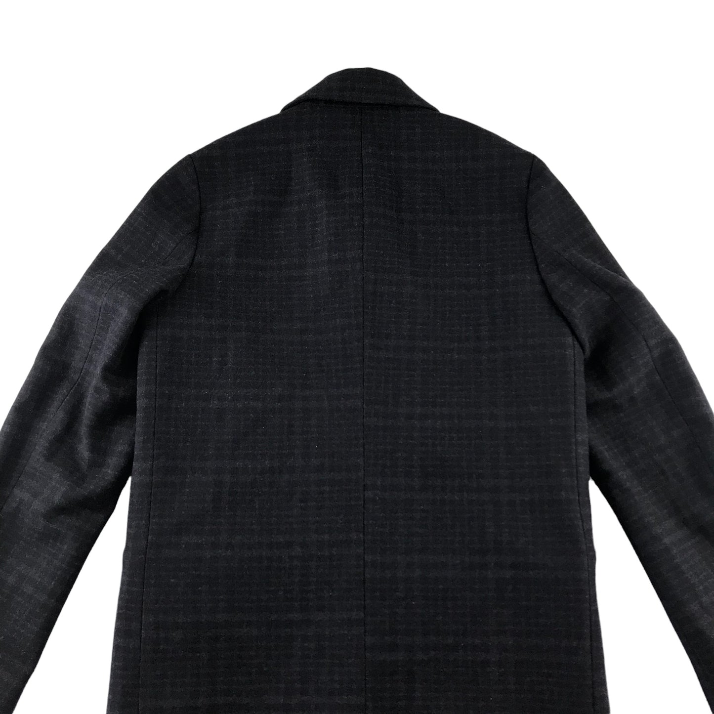 Top Man coat men size XXS dark charcoal check pattern over coat wool-mix